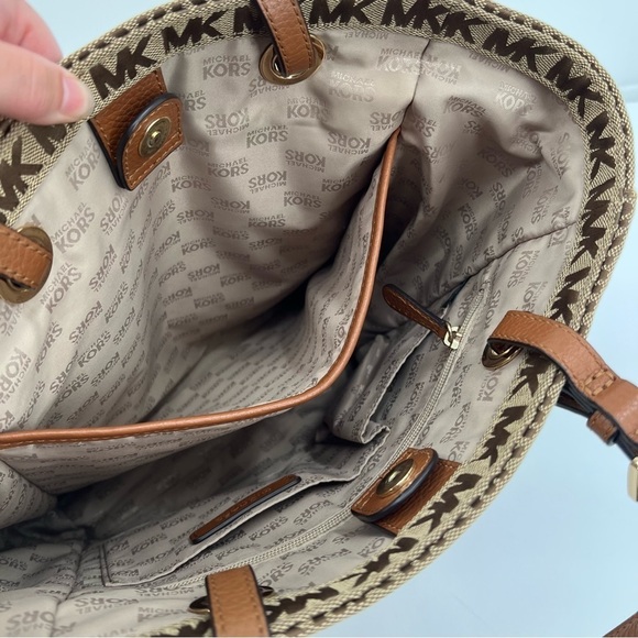 Michael Kors MK Jet Set Signature Tote Beige/Ebony/Mocha - Picture 6 of 13
